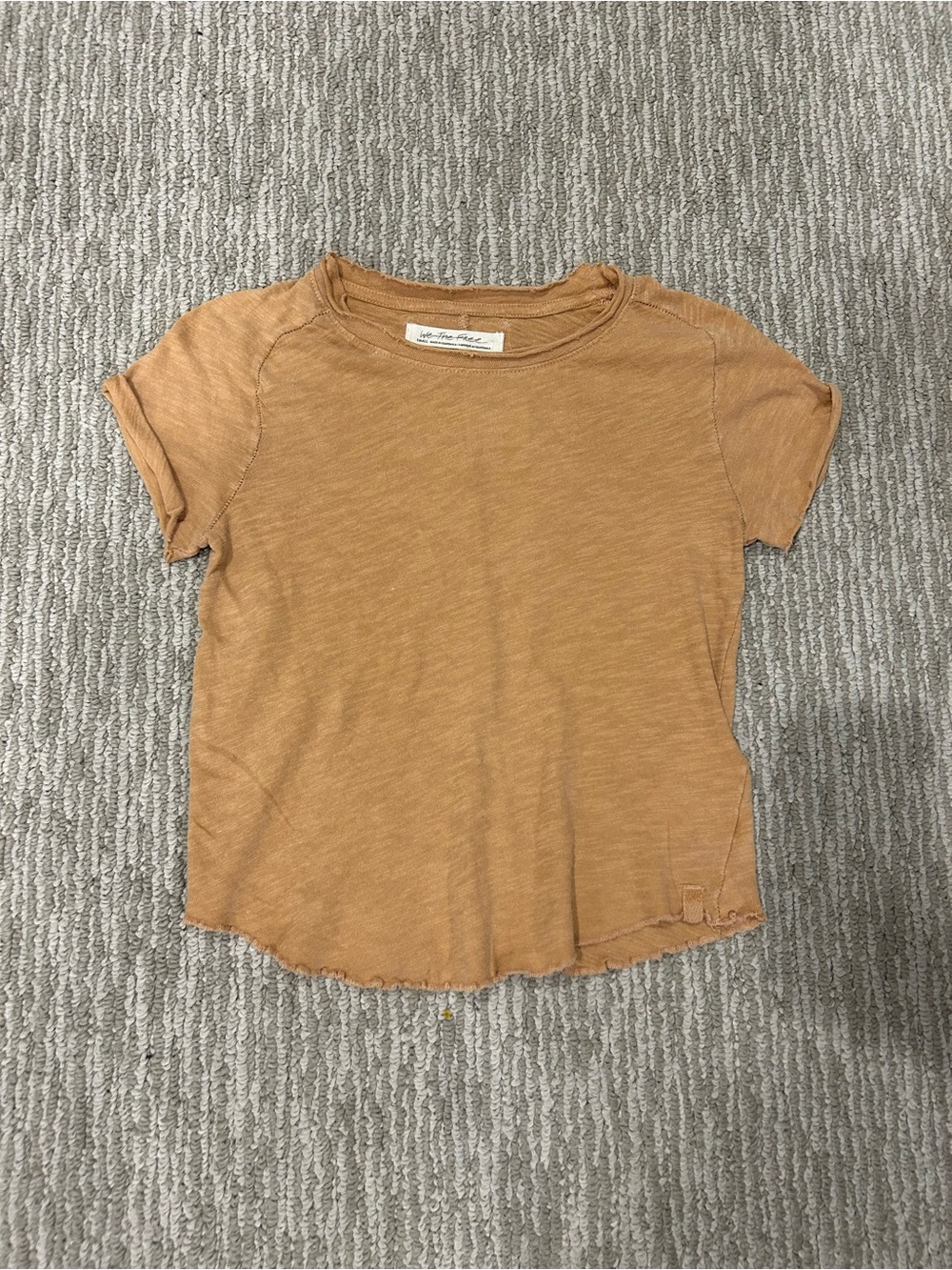 We the Free Free People NWOT Amber/Rust Orange Short Sleeve Slub Knit Tee